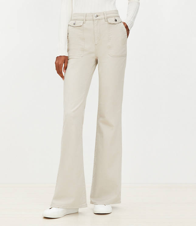 Utility Pocket High Rise Slim Flare Jeans in Evening Sky Blue