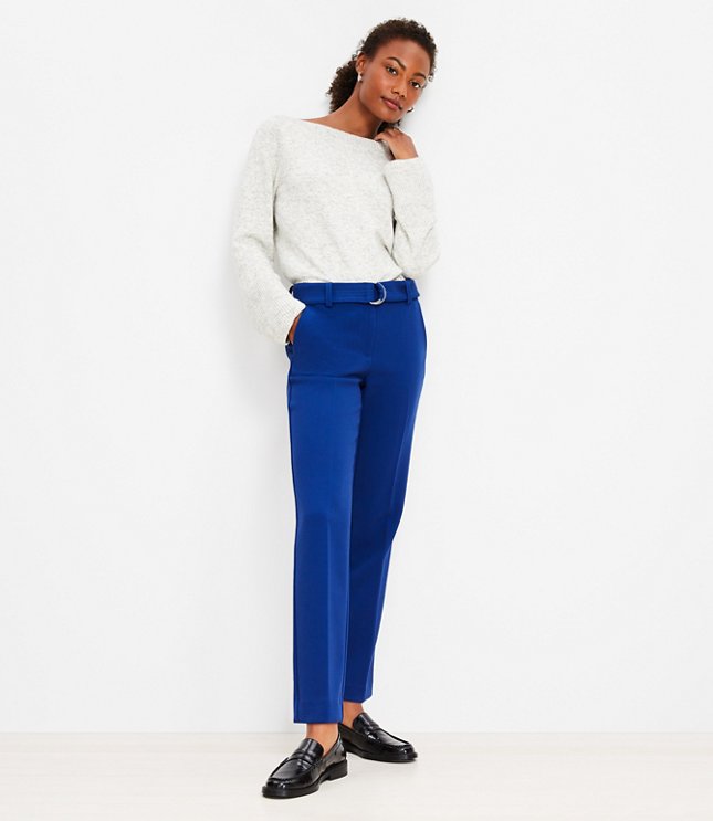 Petite Belted Riviera Slim Pants in Doubleface