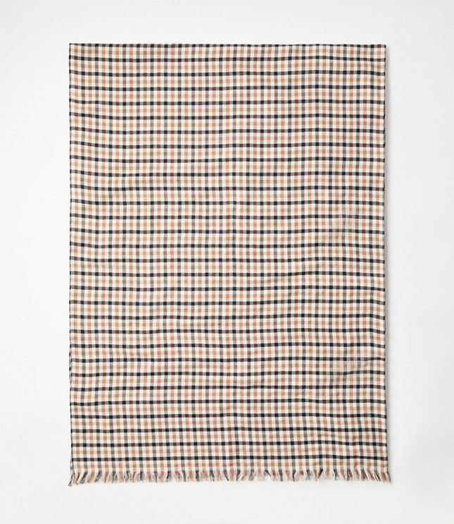 Plaid Fringe Scarf - Iced Espresso