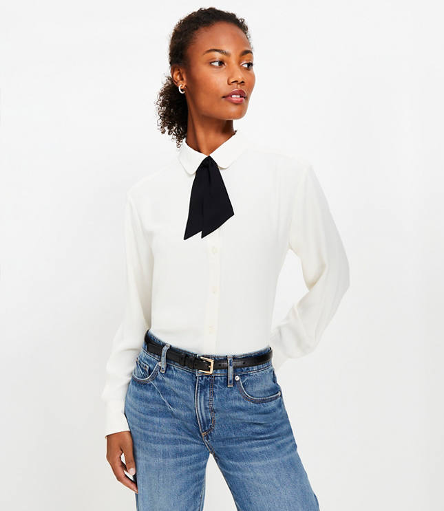 Petite Bow Relaxed Shirt