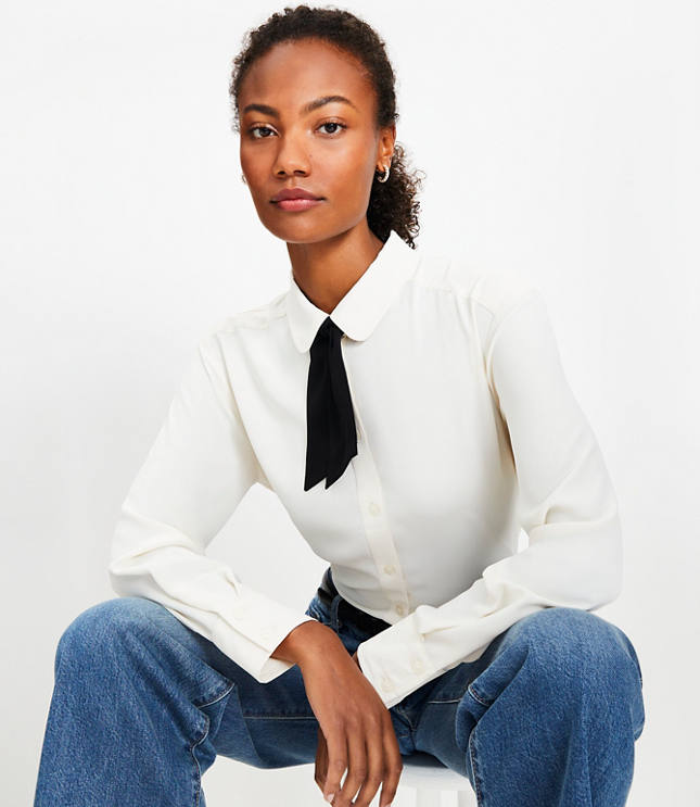 Petite Bow Relaxed Shirt