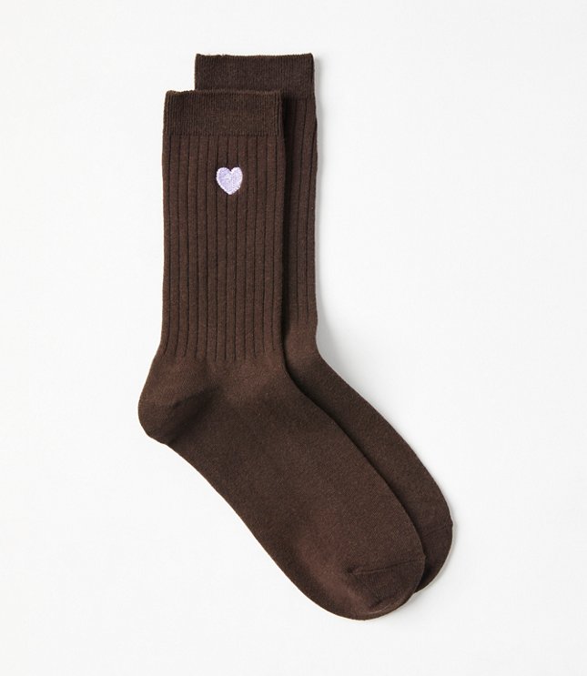 Embroidered Heart Crew Socks