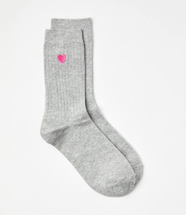 Embroidered Heart Crew Socks