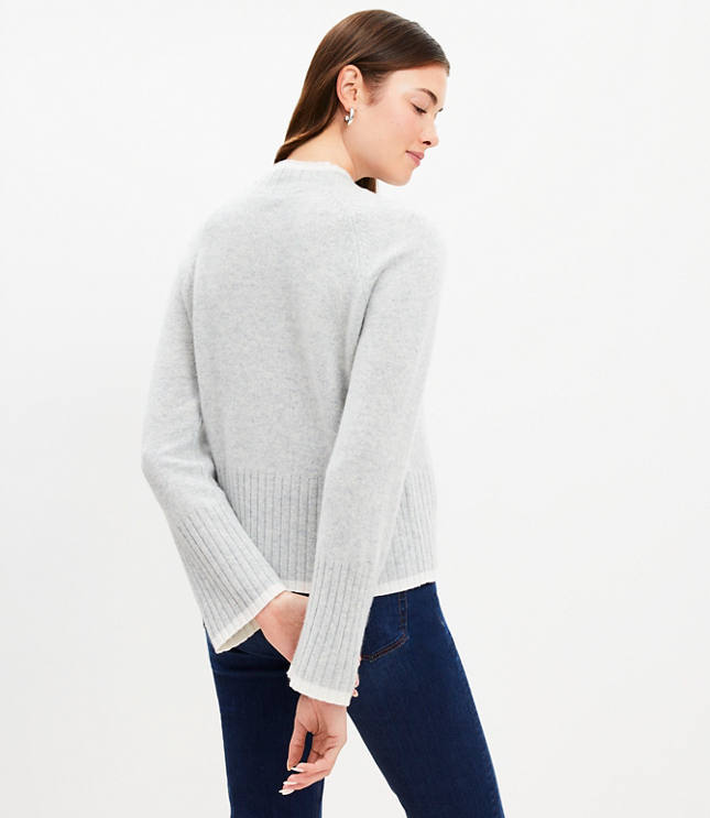 Petite Tipped Cashmere Mock Neck Sweater