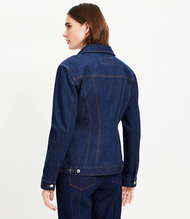 Petite Seamed Denim Trucker Jacket in Classic Rinse Wash