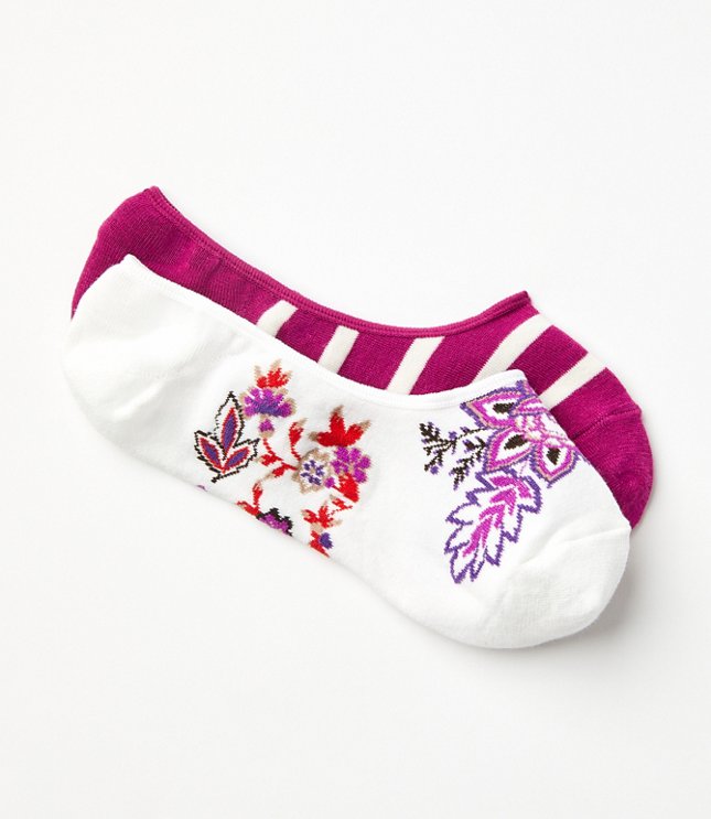 Floral Stripe No Show Sock Set