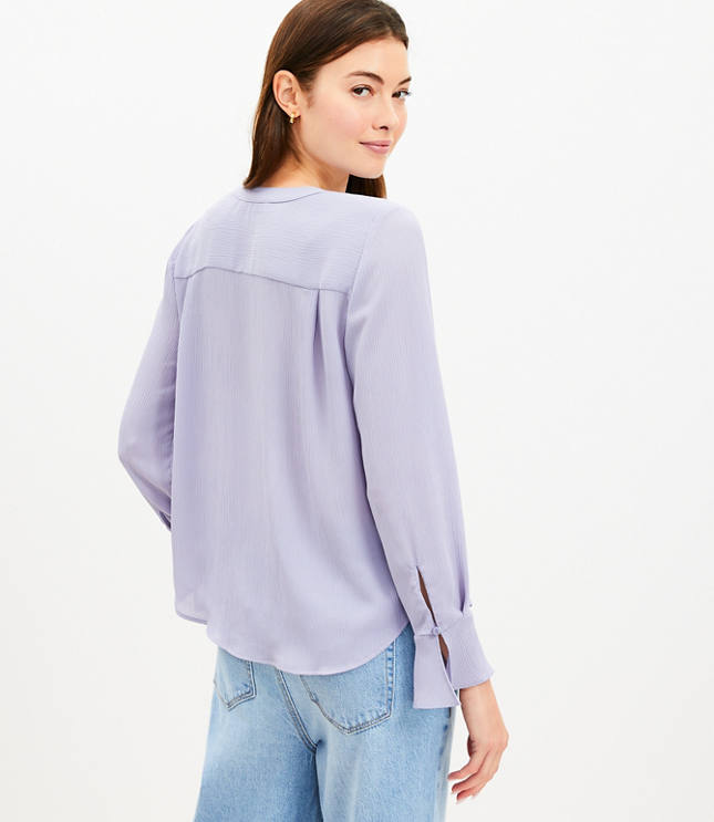 Petite Crinkle Ruffle Blouse