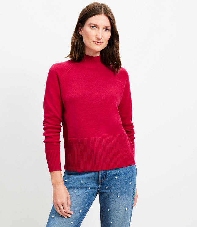 Petite Ribtrim Mock Neck Sweater