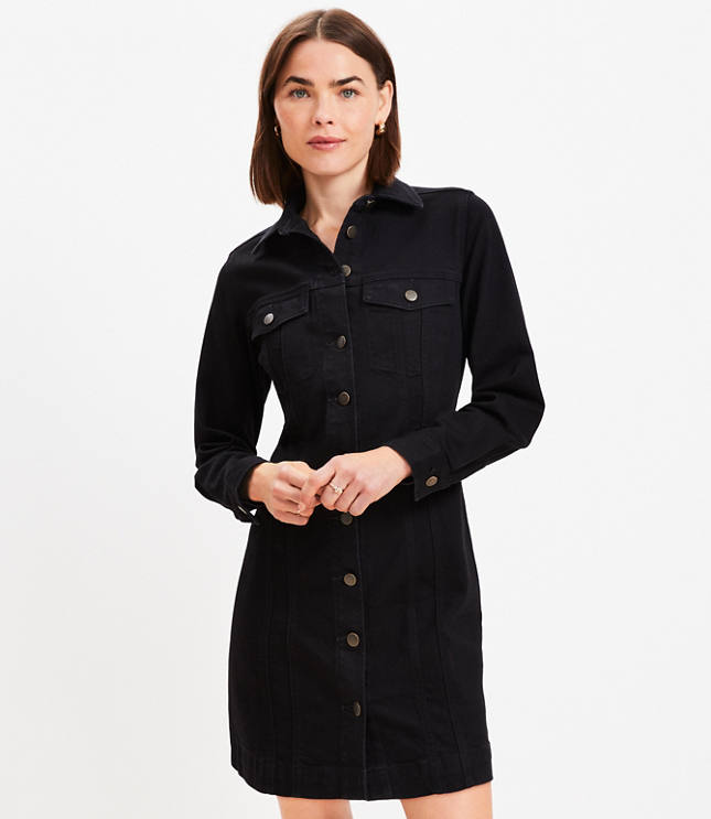 Seamed Denim Mini Pocket Dress