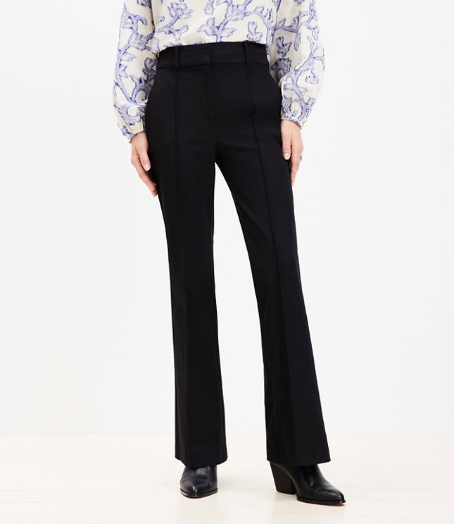 Pintucked Sutton Flare Pants in Bi-Stretch