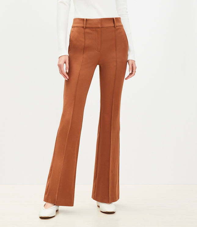 Pintucked Sutton Flare Pants in Bi-Stretch