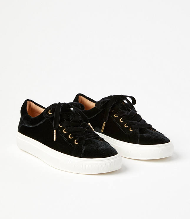 Velvet Lace Up Sneakers