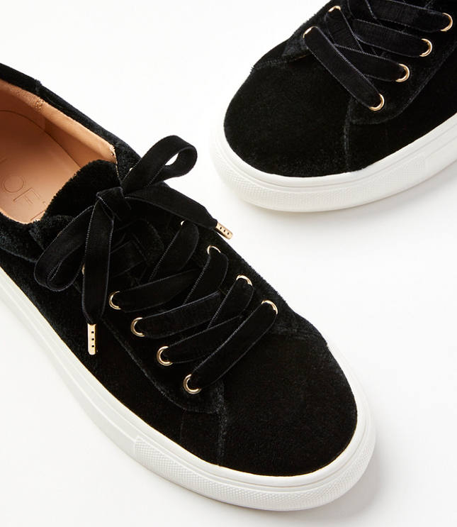 Velvet Lace Up Sneakers