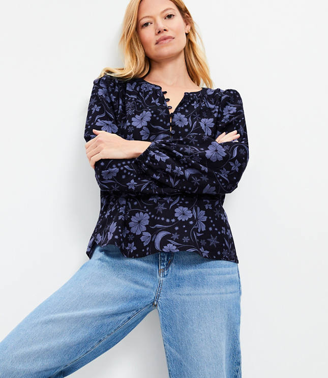 Snowflake Bloom Henley Blouse