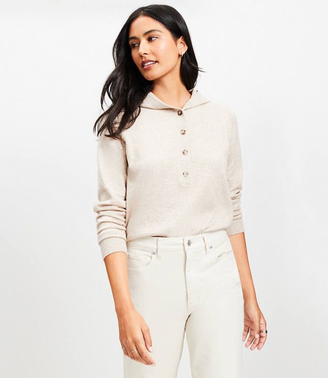 Petite Henley Hoodie Sweater