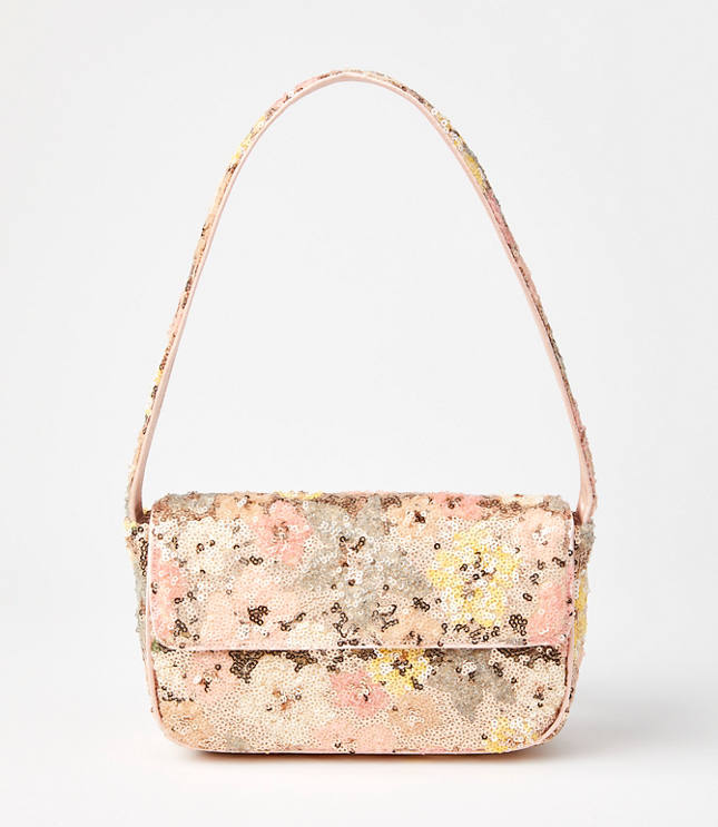 Floral Sequin Shoulder Bag