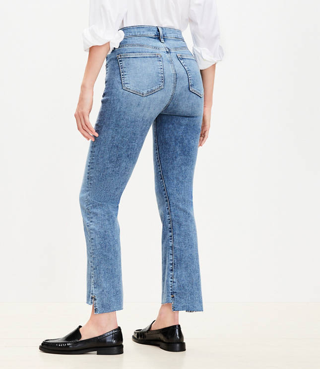 Curvy Step Hem High Rise Kick Crop Jeans in Classic Mid Wash