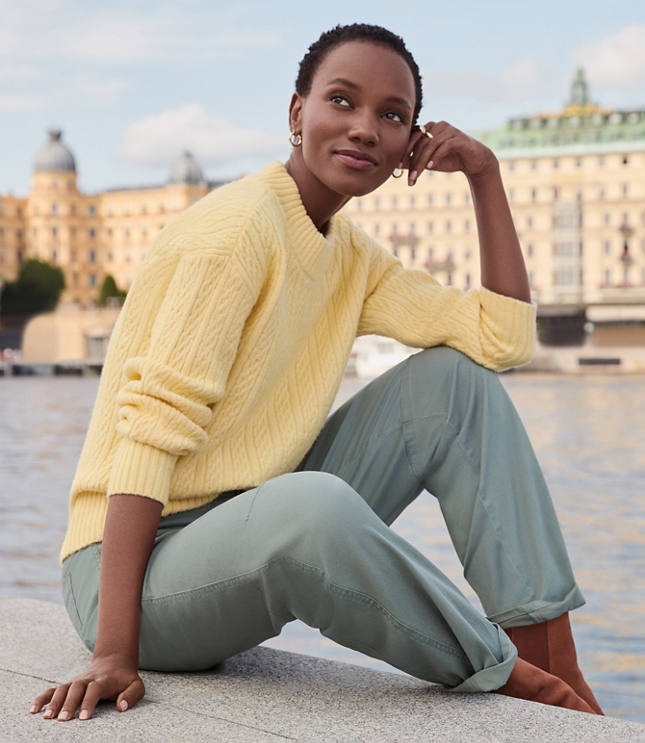 Petite Fluffy Cable Sweater