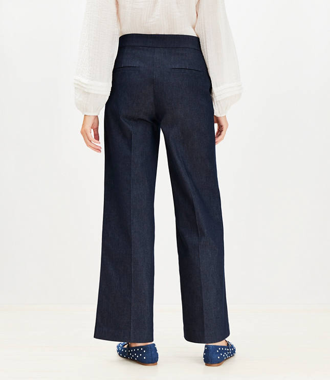 Petite Curvy Coin Pocket Clean Wide Leg Pants in Twill