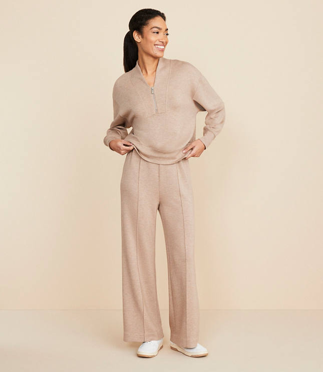 Petite Lou & Grey Heathered Scubasoft Pintucked Wide Leg Pants