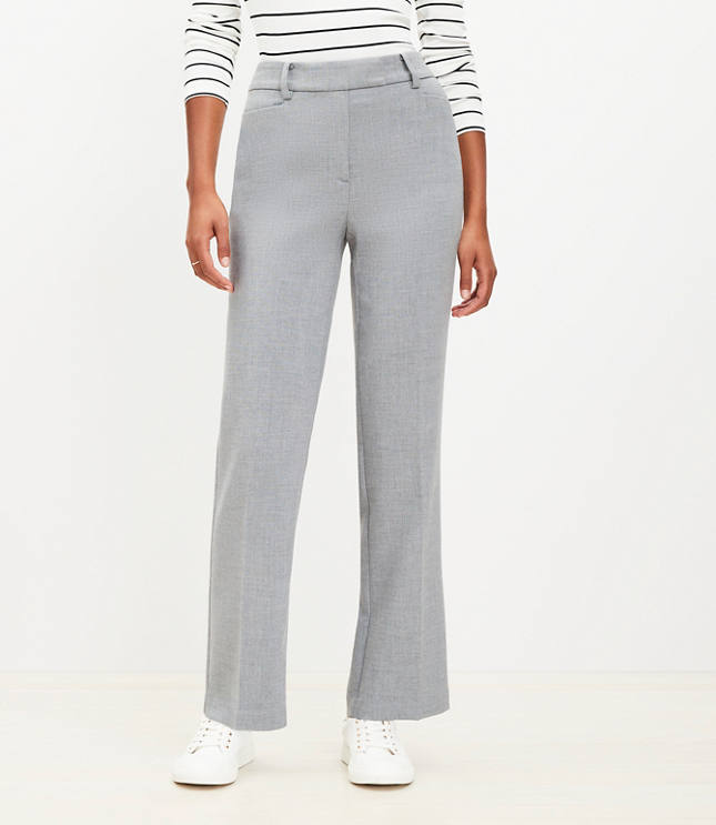 Petite Curvy Full Length Straight Pants in Heathered Doubleface