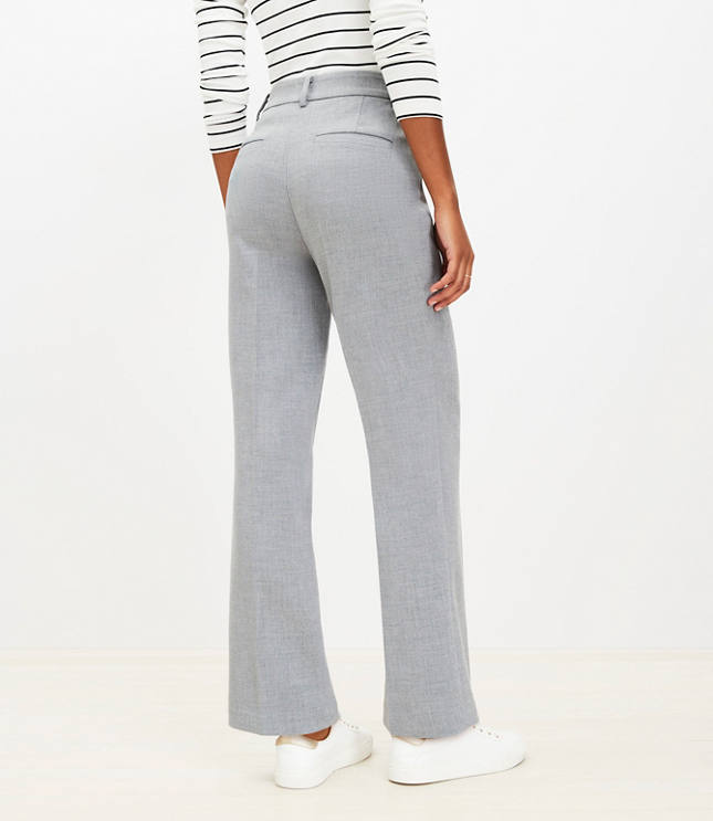 Petite Curvy Full Length Straight Pants in Heathered Doubleface