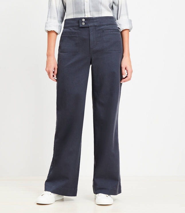 Petite Curvy Palmer Wide Leg Pants in Twill