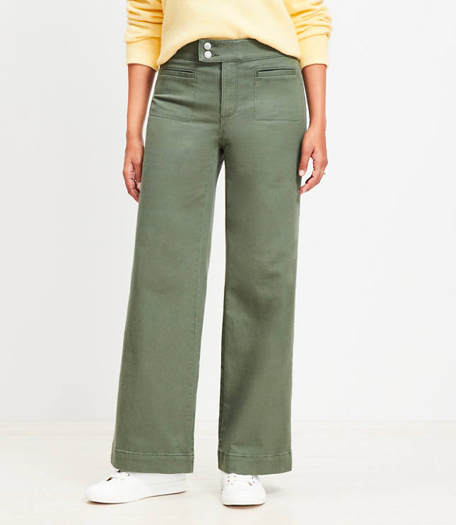 Petite Curvy Palmer Wide Leg Pants in Twill