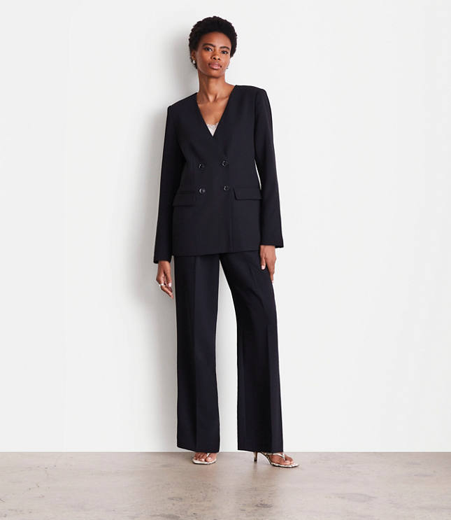 Loft LOFT Versa Crepe Drape Collarless Blazer