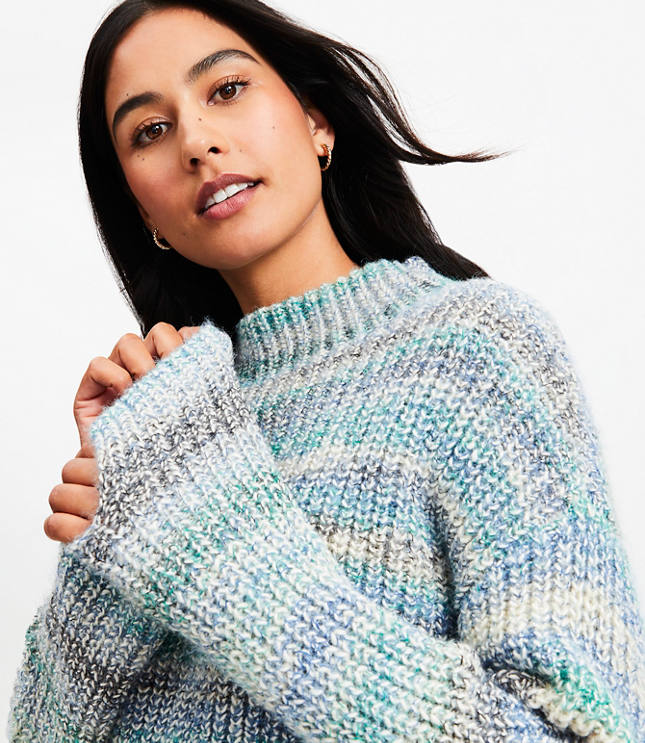 Marled Ribbed Mock Neck Sweater