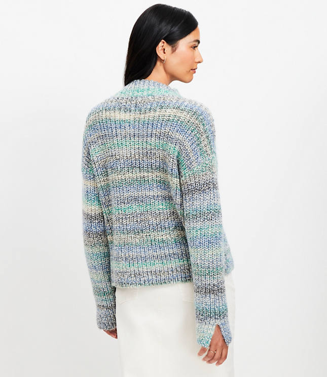 Marled Ribbed Mock Neck Sweater