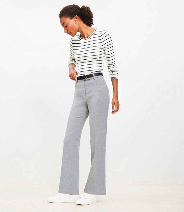 Petite Full Length Straight Pants in Heathered Doubleface