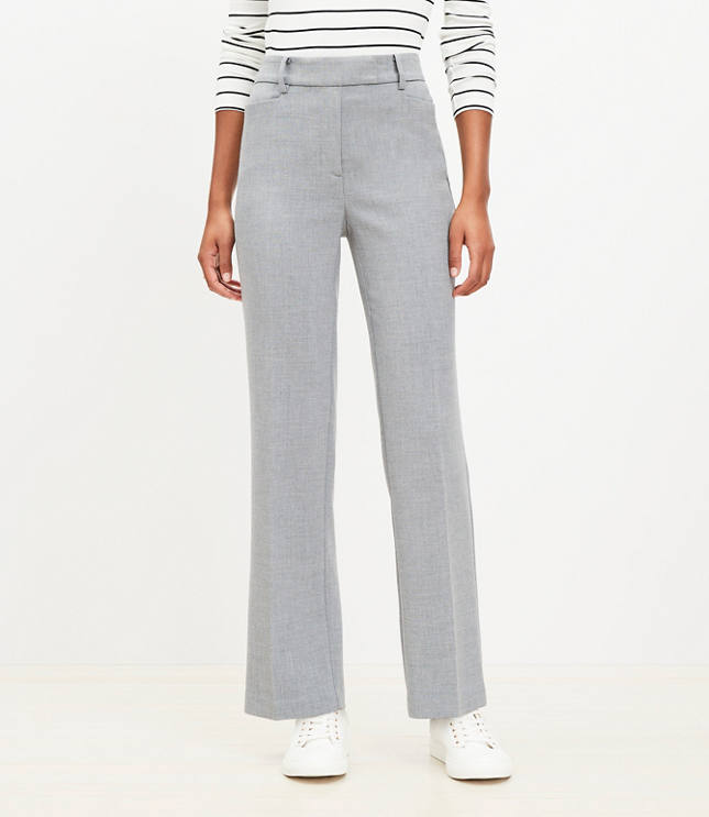 Petite Full Length Straight Pants in Heathered Doubleface