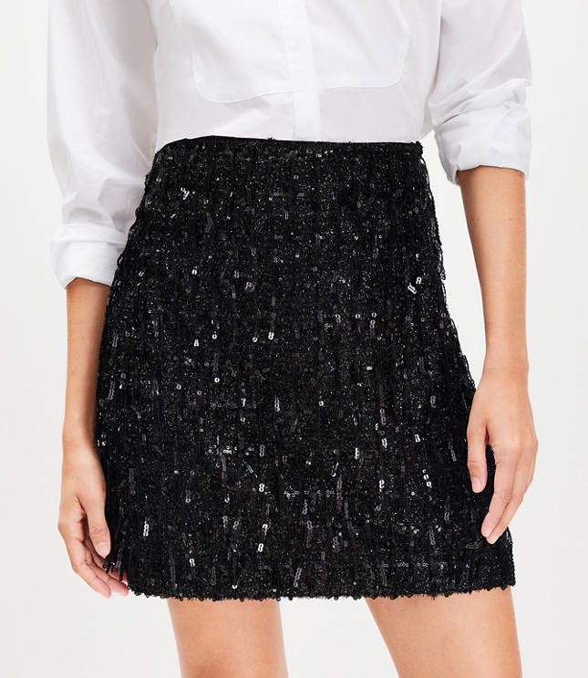 Sequin Fringe Mini Skirt