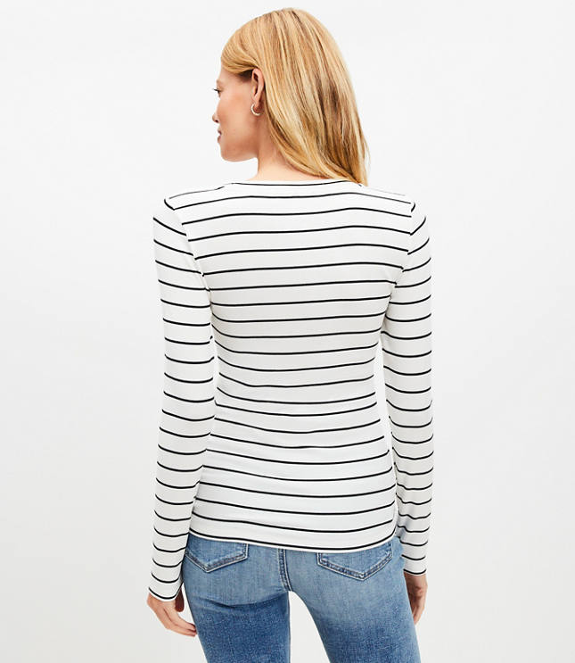 Striped Long Sleeve Crew Neck Tee