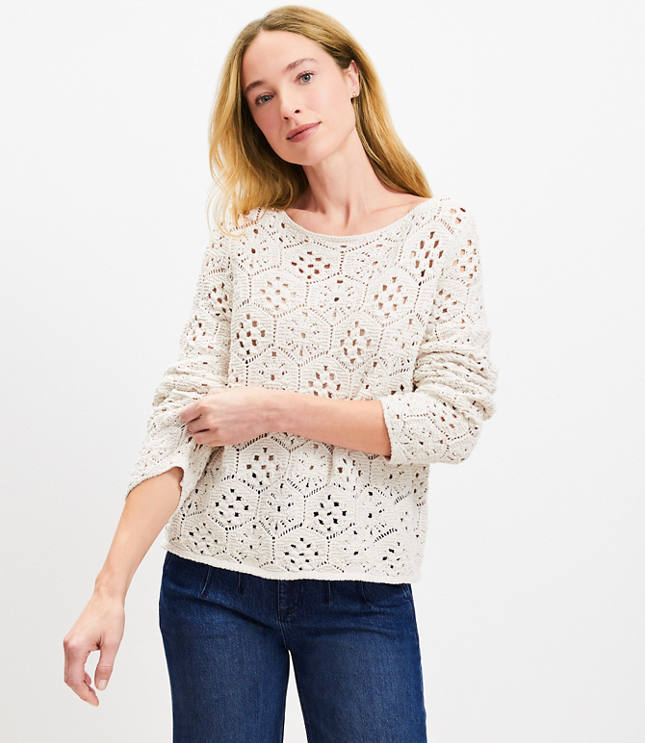 Honeycomb Pointelle Sweater