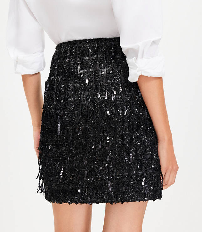 Petite Sequin Fringe Mini Skirt