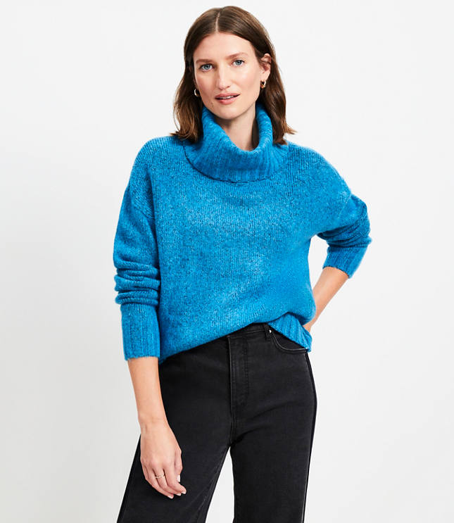 Petite Fuzzy Cowl Neck Sweater