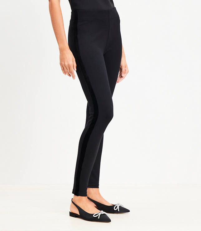 Petite Velvet Tuxedo Stripe Ponte Leggings