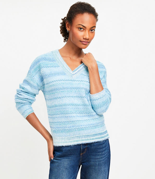 Petite Shimmer Marled Cozy V-Neck Sweater