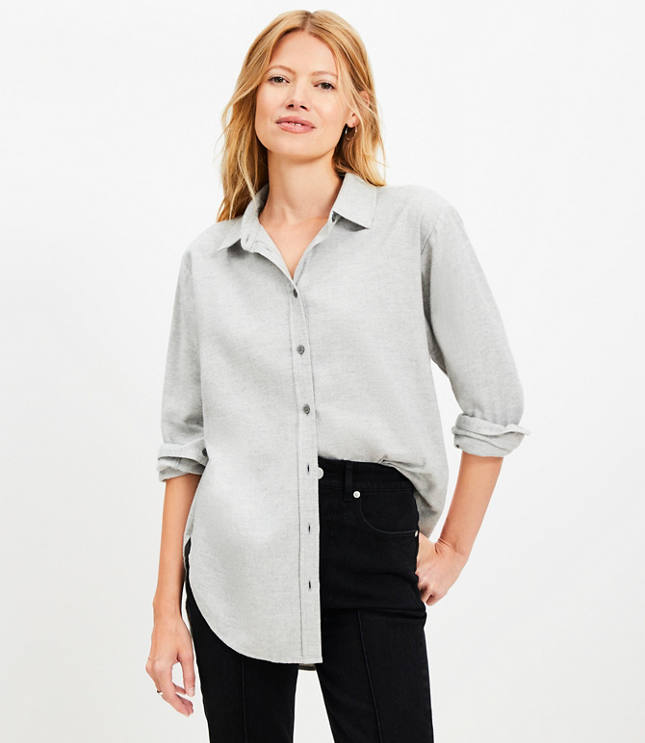 Herringbone Angled Cuff Everyday Tunic Shirt