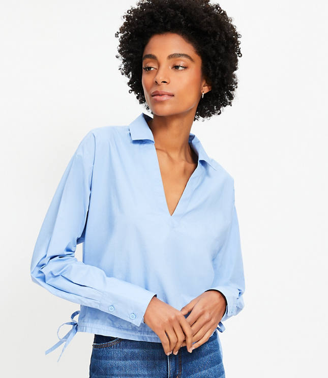 Poplin Side Tie Shirt