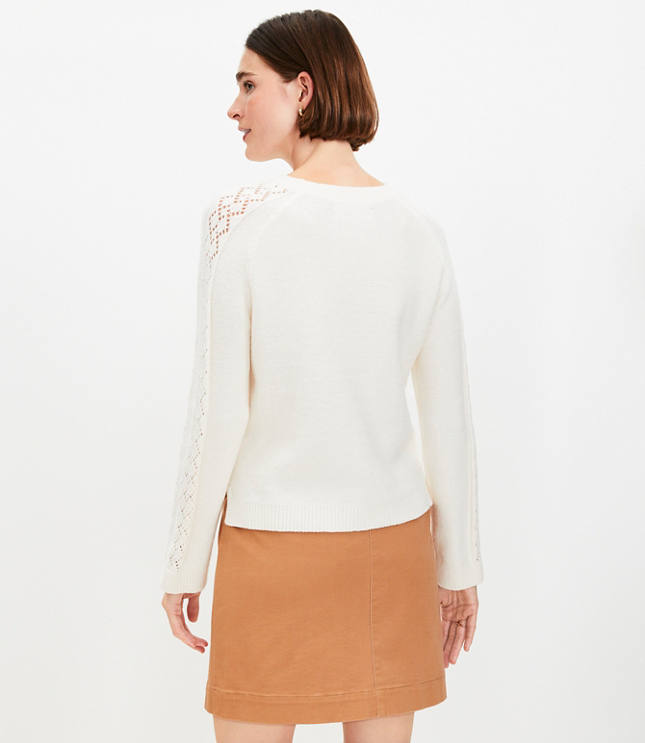 Geo Pointelle Crochet Sweater