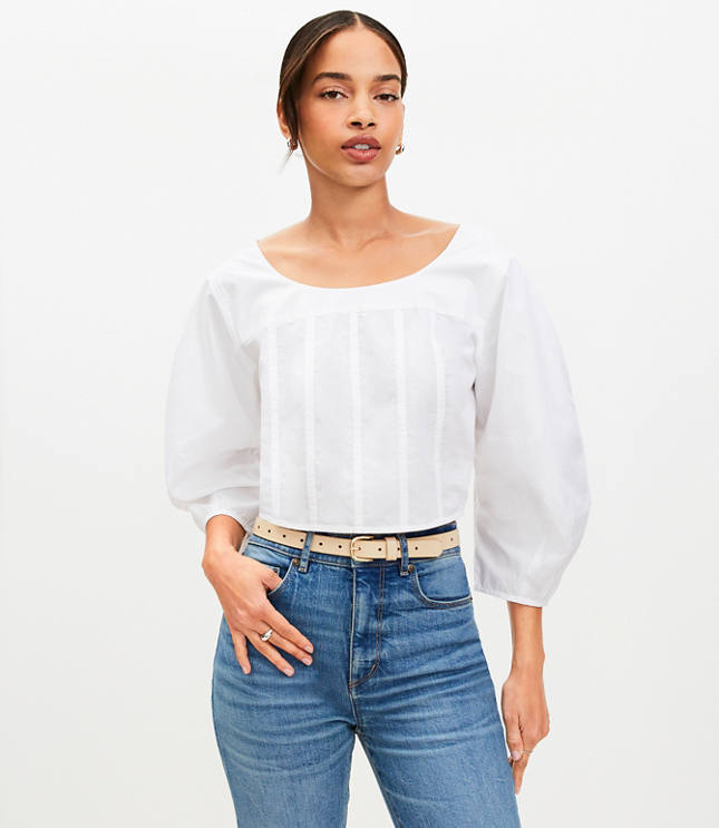 Poplin Corset Seamed Blouse