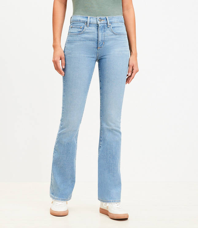 Back Button Pocket Mid Rise Boot Jeans in Mid Vintage Wash