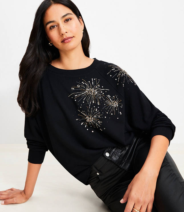 Petite Sequin Firework Sweatshirt