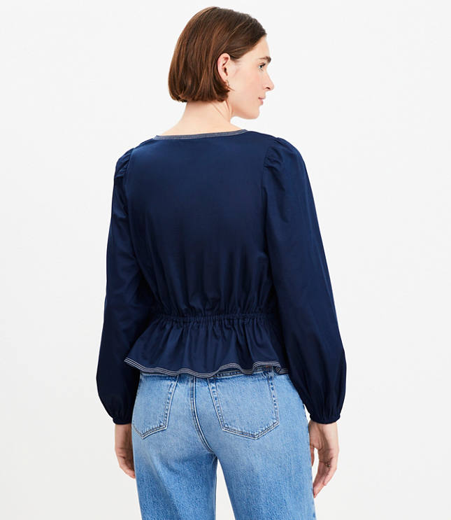 Tie Peplum Blouse