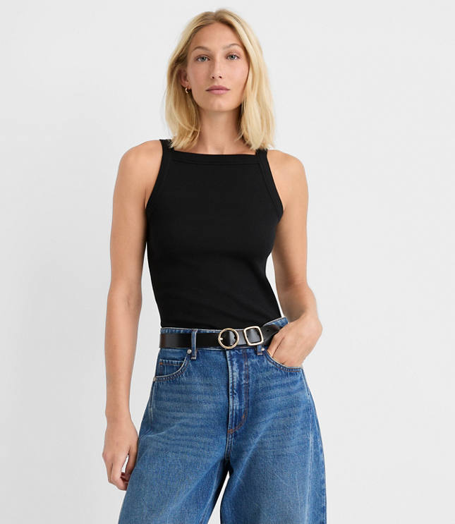 Perfect Ribbed Apron Neck Tank Top
