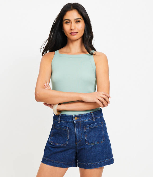 Perfect Ribbed Square Neck Tank Top