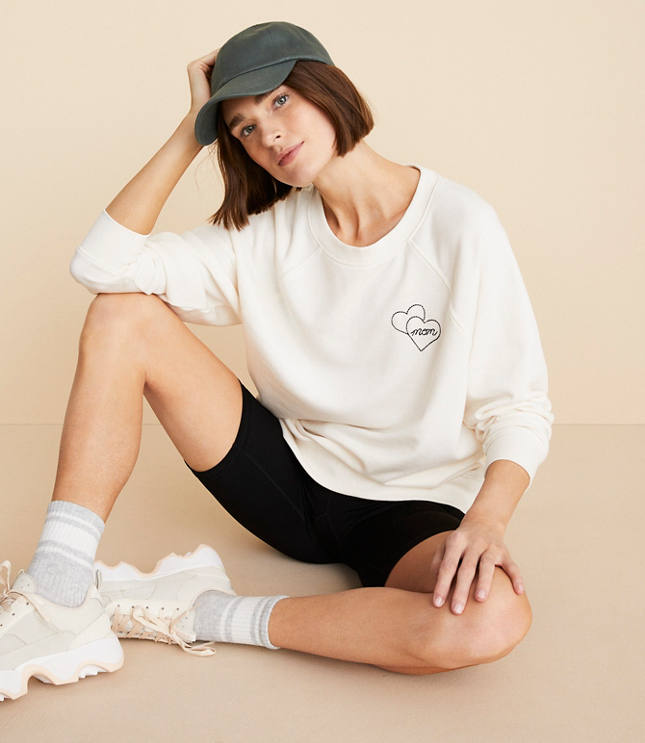 Lou & Grey Mom Embroidered Cozy Cotton Sweatshirt